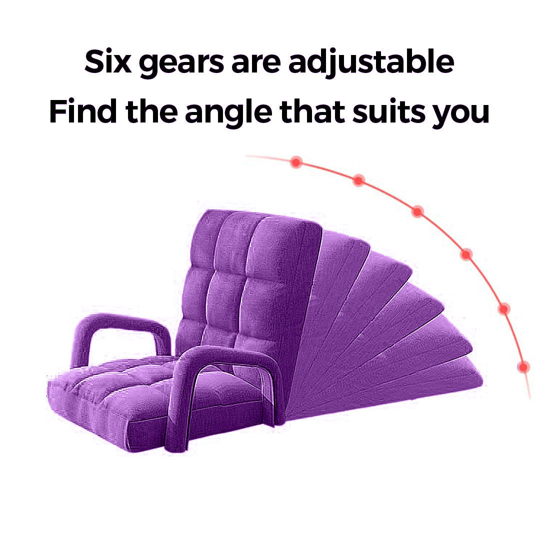 Premium 2X Foldable Lounge Cushion Adjustable Floor Lazy Recliner Chair with Armrest Purple - image3