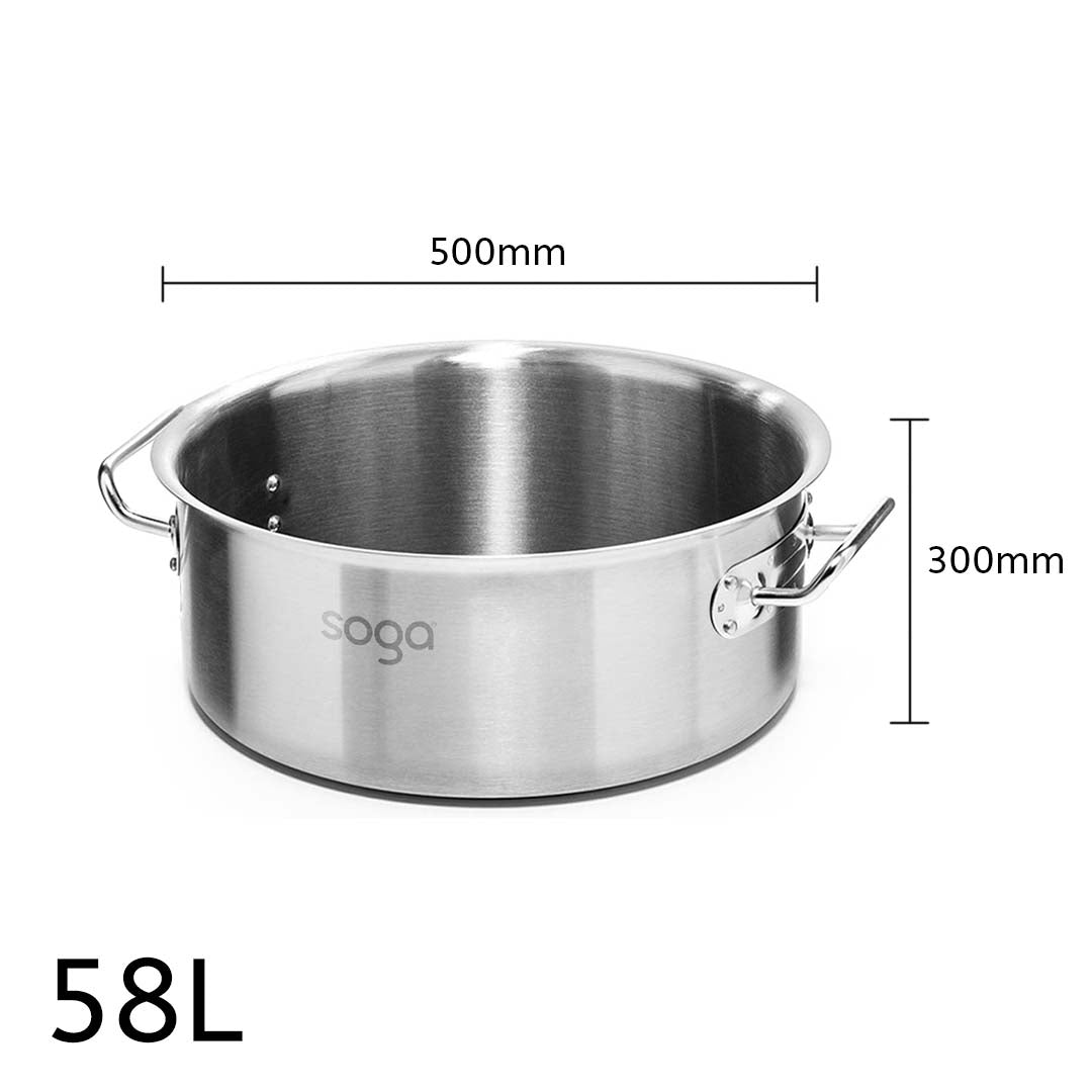 Premium Stock Pot 58L Top Grade Thick Stainless Steel Stockpot 18/10 Without Lid - image3