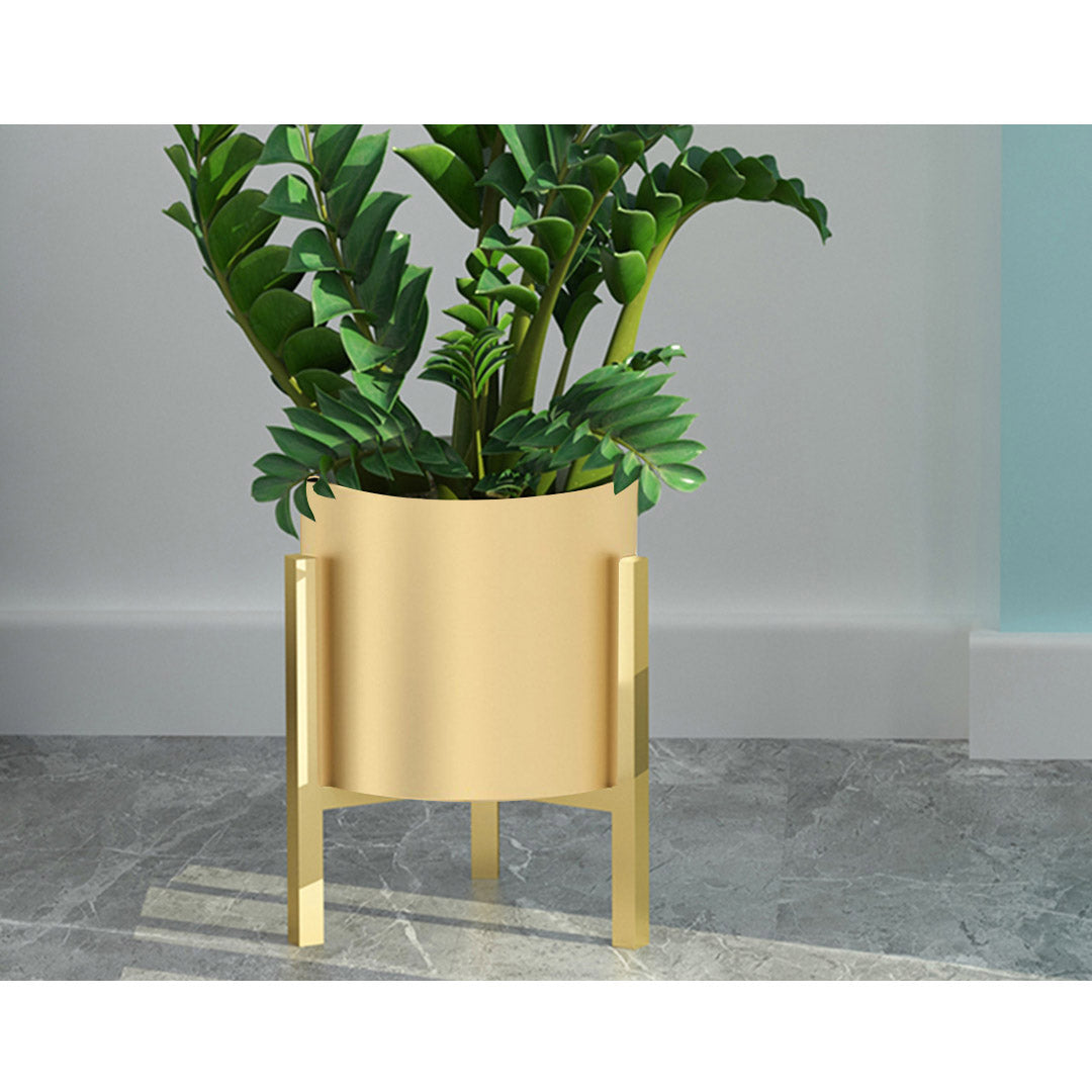 Premium 30cm Gold Metal Plant Stand with Flower Pot Holder Corner Shelving Rack Indoor Display - image3