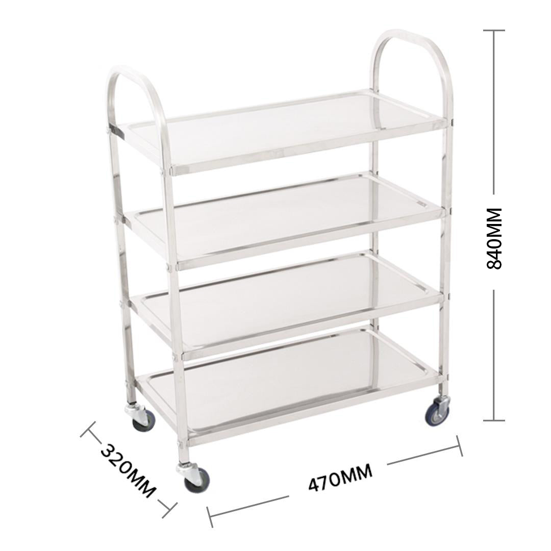 Premium 4 Tier Stainless Steel Kitchen Dinning Food Cart Trolley Utility Size Square Small - image3