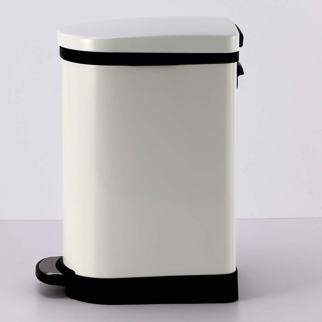 Premium Foot Pedal Stainless Steel Rubbish Recycling Garbage Waste Trash Bin 10L U White - image3