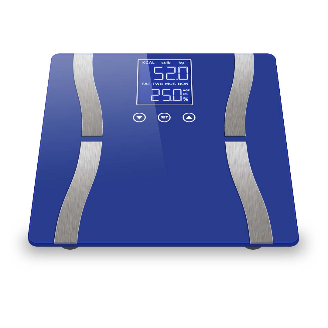 Premium Glass LCD Digital Body Fat Scale Bathroom Electronic Gym Water Weighing Scales Blue - image3