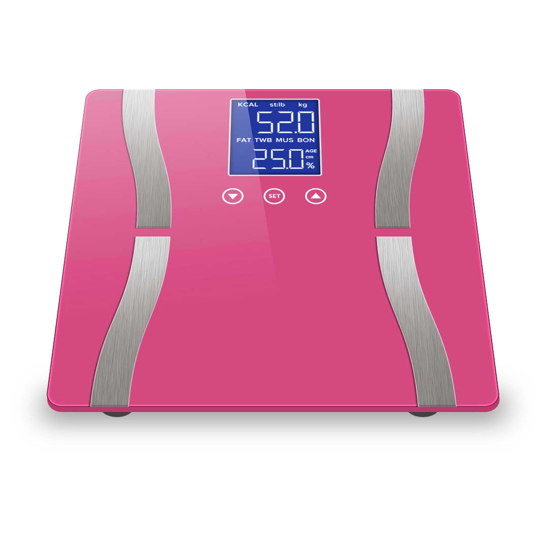 Premium Glass LCD Digital Body Fat Scale Bathroom Electronic Gym Water Weighing Scales Pink - image3
