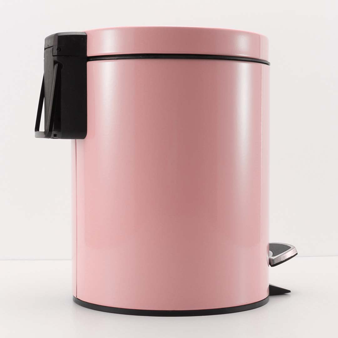 Premium 12L Modern Foot Pedal Trash Bin Waste Kitchen Bathroom Stainless Steel Round Pink - image3