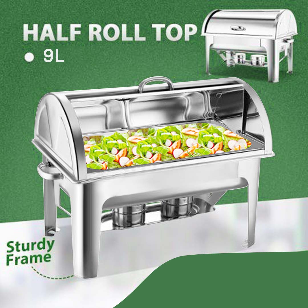 Premium 4X 9L Stainless Steel Full Size Roll Top Chafing Dish Food Warmer - image3