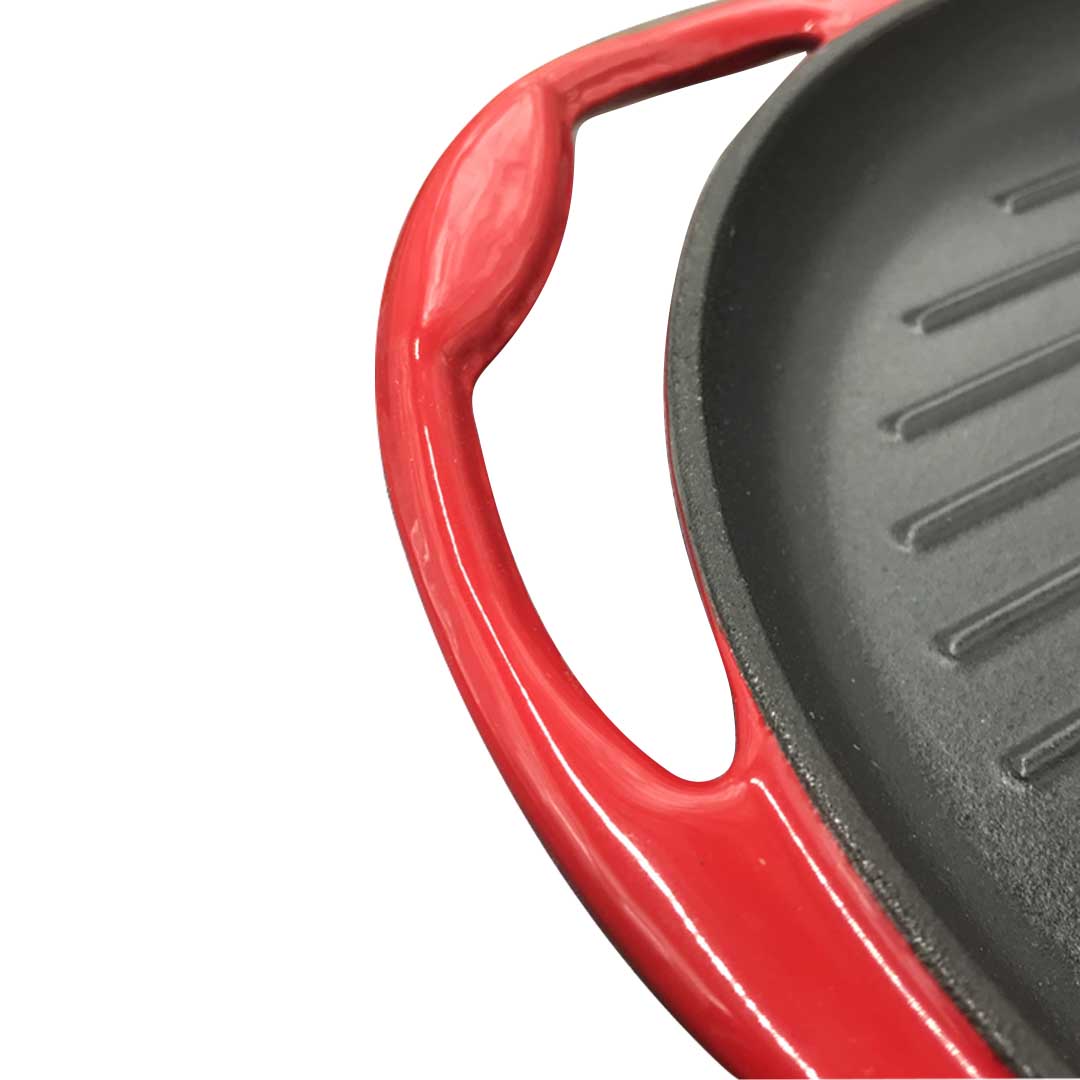 Premium Enamel Porcelain Cast Iron Frying Pan Skillet Non-stick Coating Steak Sizzle Platter 26cm - image3