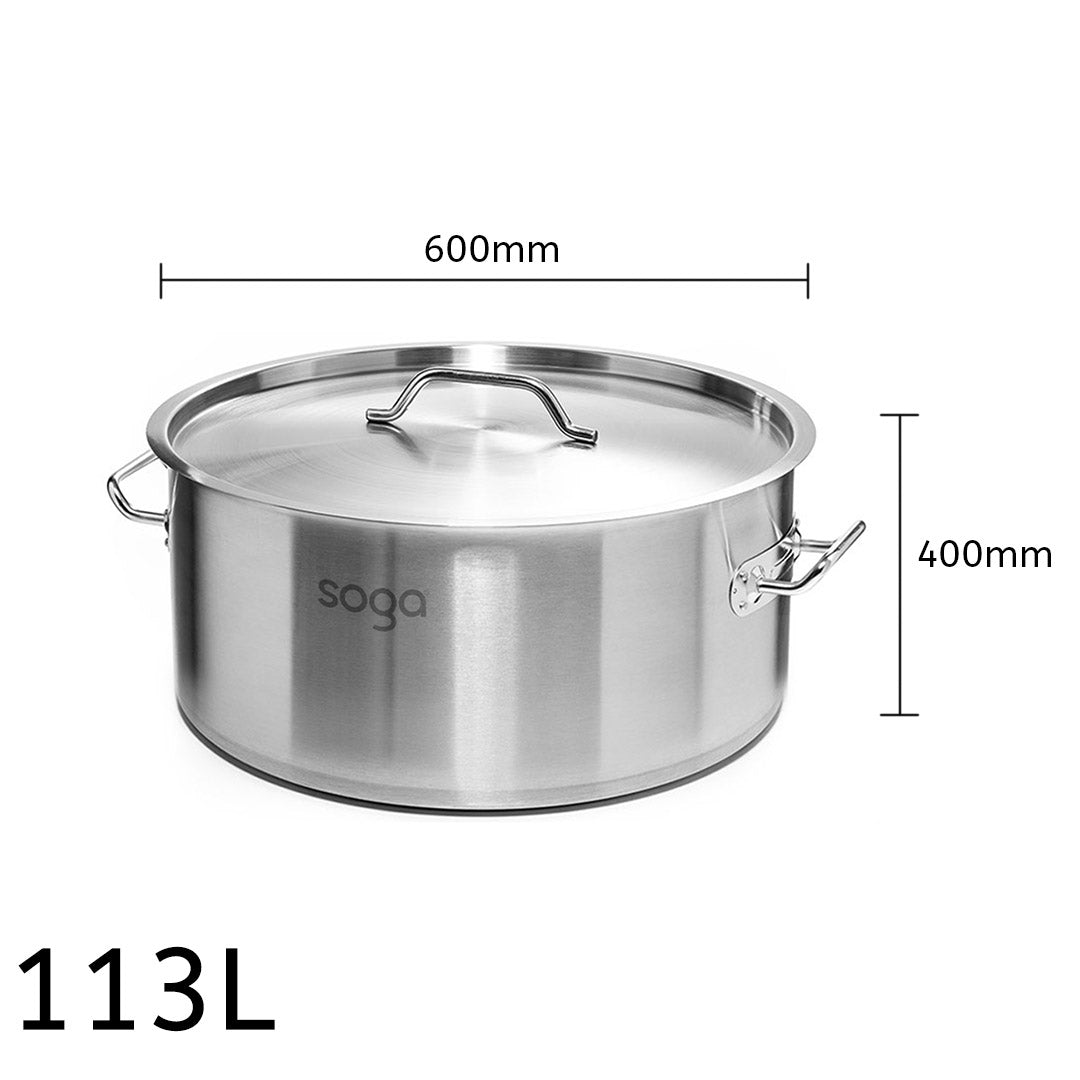 Premium Stock Pot 113Lt Top Grade Thick Stainless Steel Stockpot 18/10 - image3