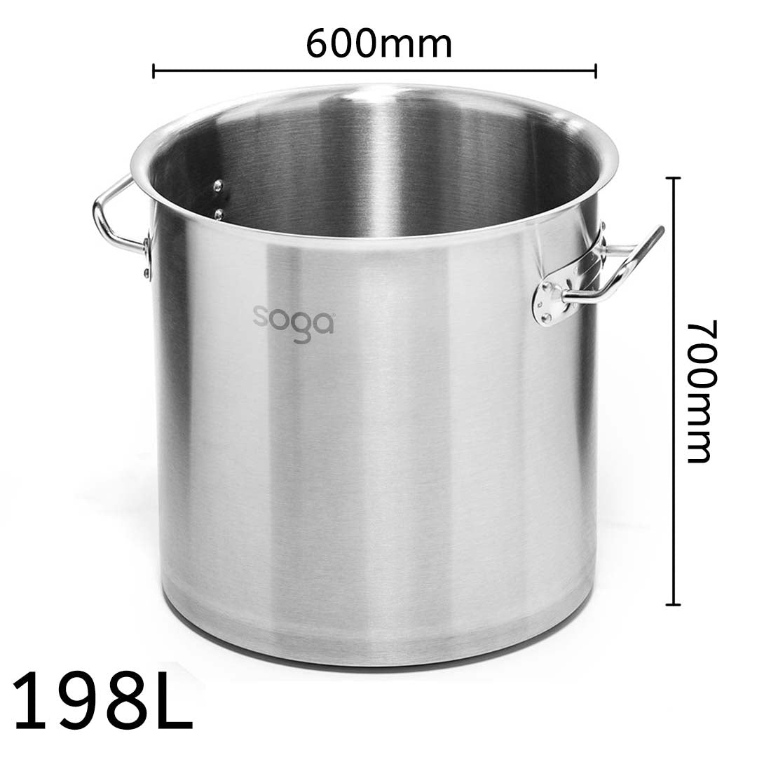 Premium Stock Pot 198L Top Grade Thick Stainless Steel Stockpot 18/10 Without Lid - image3