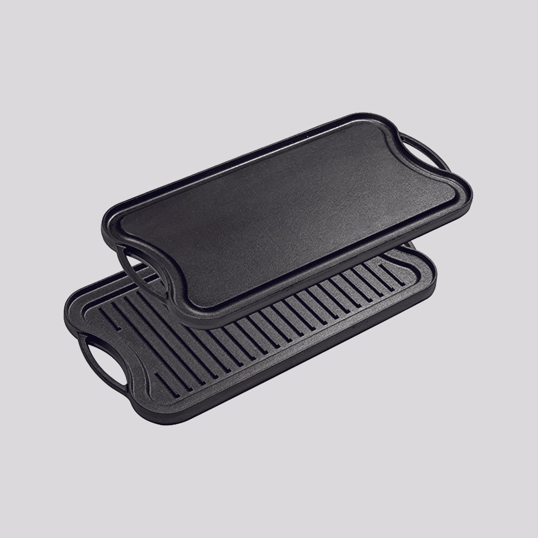 Premium 50.8cm Cast Iron Ridged Griddle Hot Plate Grill Pan BBQ Stovetop - image3