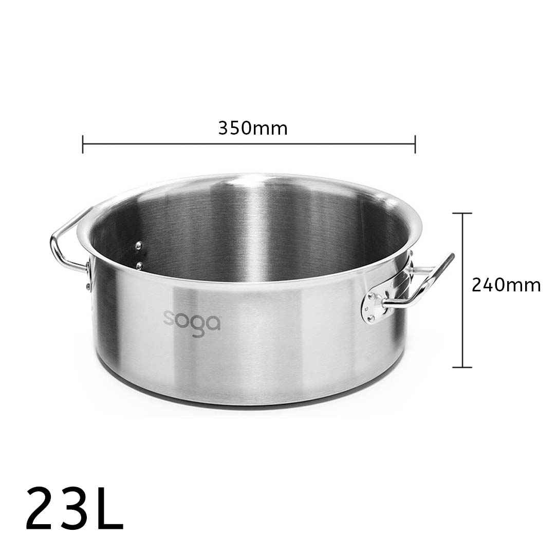 Premium Stock Pot 23L Top Grade Thick Stainless Steel Stockpot 18/10 Without Lid - image3