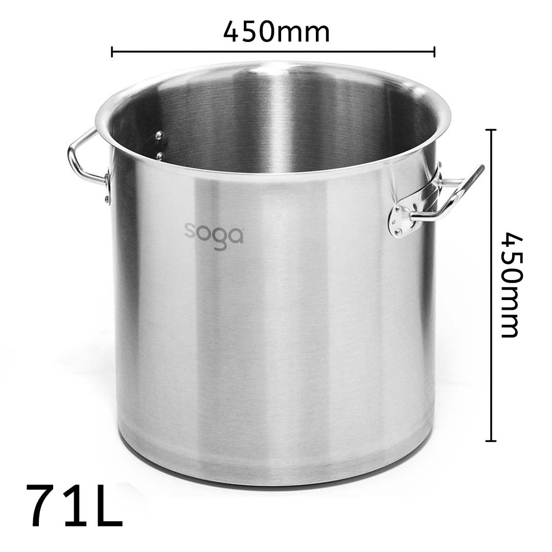 Premium Stock Pot 71L Top Grade Thick Stainless Steel Stockpot 18/10 Without Lid - image3