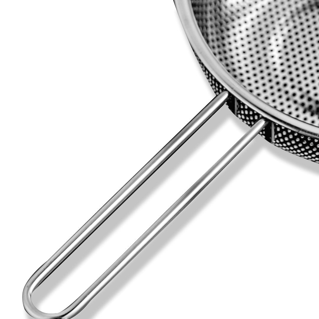 Stainless Steel Perforated Colander Fine Mesh Net Food Strainer Basket with Handle Skimmer Sieve Set - image3