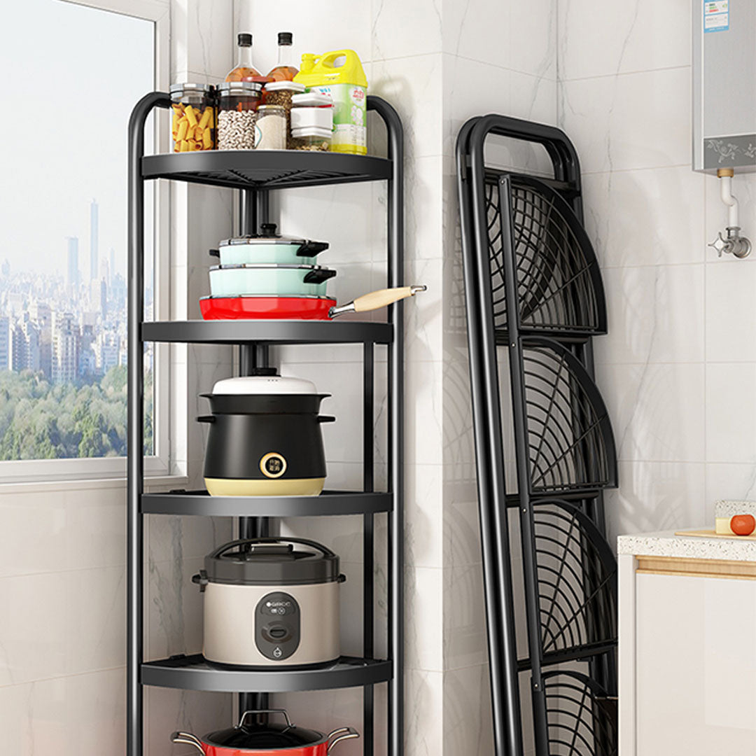 Premium 5 Tier Steel Triangular  Corner Stand Multi-Functional Shelves Portable Storage Organizer - image3