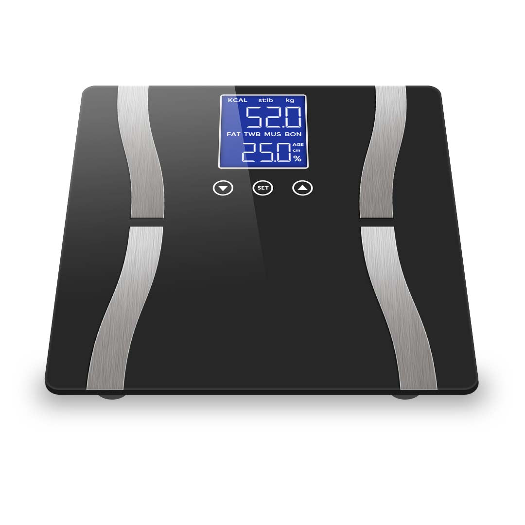 Premium Glass LCD Digital Body Fat Scale Bathroom Electronic Gym Water Weighing Scales Black - image3