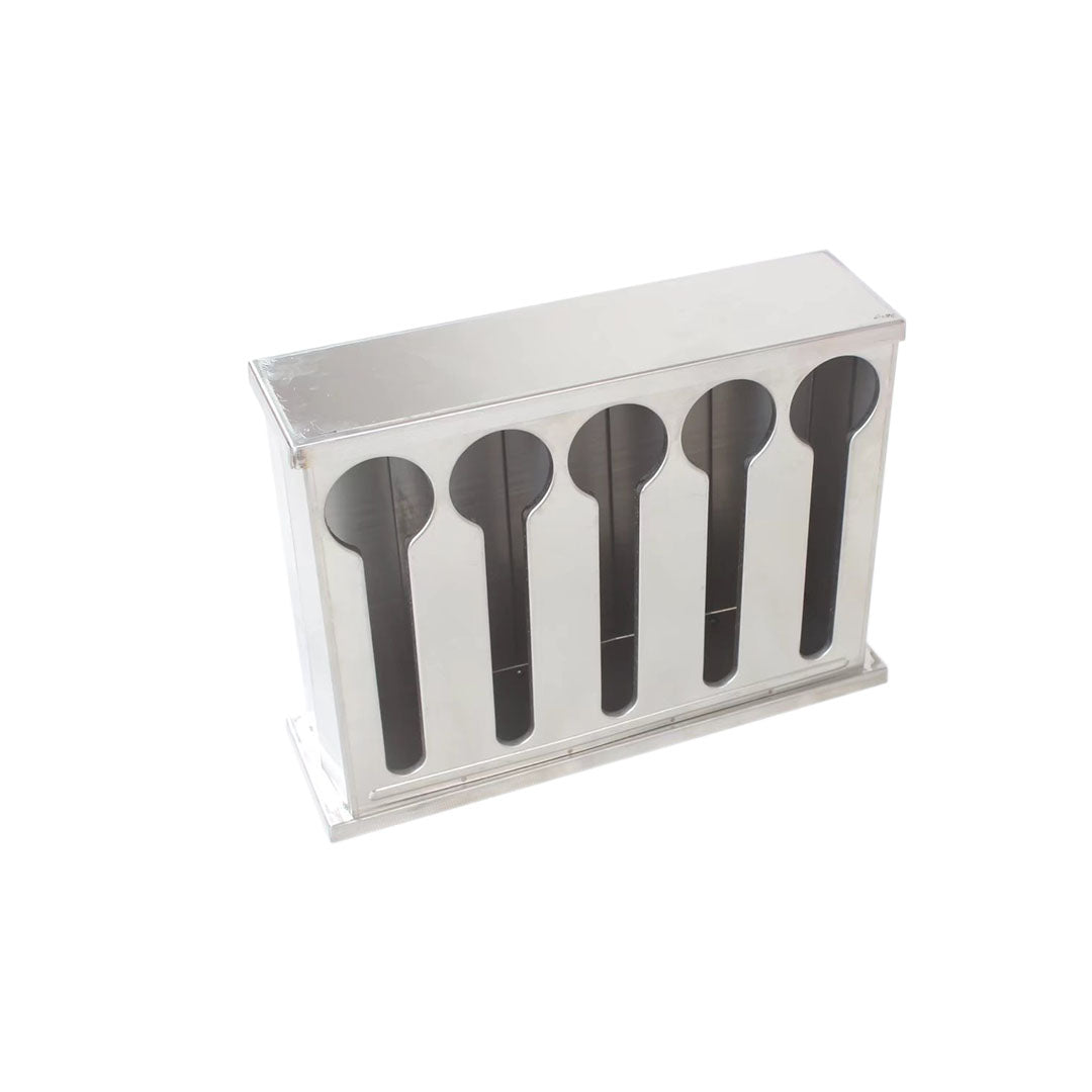 Premium Stainless Steel Buffet Restaurant Spoon Utensil Holder Storage Rack 5 Holes - image3