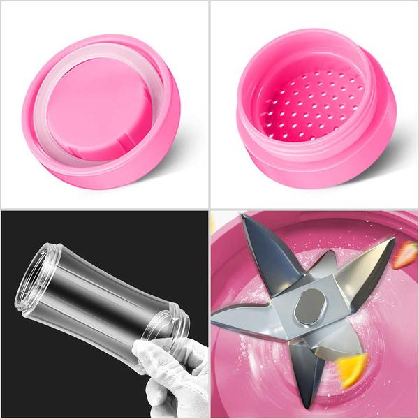 Premium 380ml Portable Mini USB Rechargeable Handheld Fruit Mixer Juicer Pink - image3