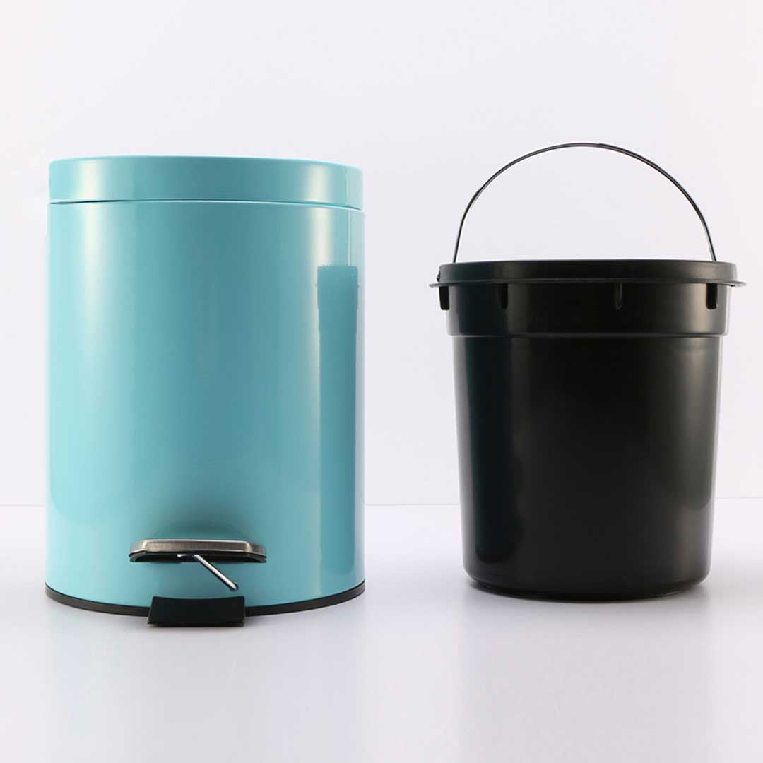 Premium 2X Foot Pedal Stainless Steel Rubbish Recycling Garbage Waste Trash Bin Round 7L Blue - image4