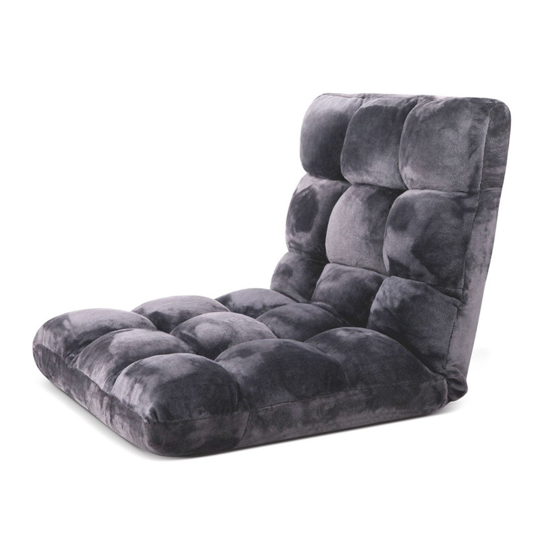 Premium Floor 2x Recliner Folding Lounge Sofa Futon Couch Folding Chair Cushion Grey - image4