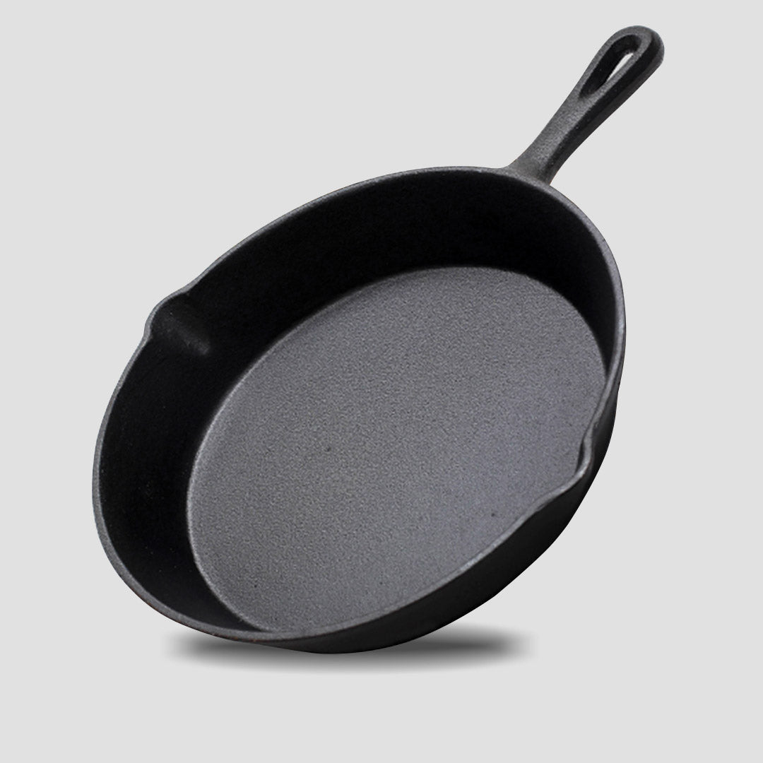 Premium 26cm Round Cast Iron Frying Pan Skillet Steak Sizzle Platter with Handle - image4