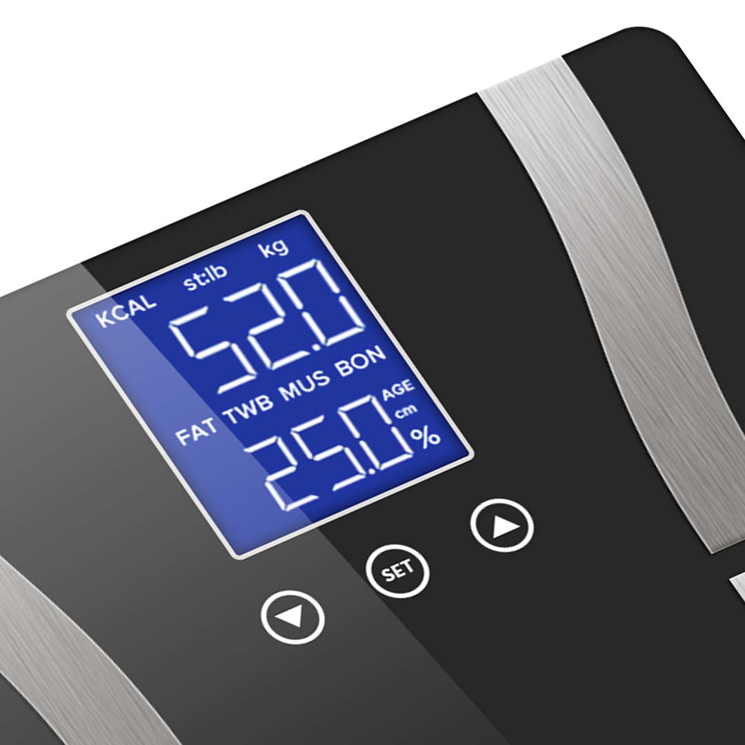 Premium Glass LCD Digital Body Fat Scale Bathroom Electronic Gym Water Weighing Scales Black - image4