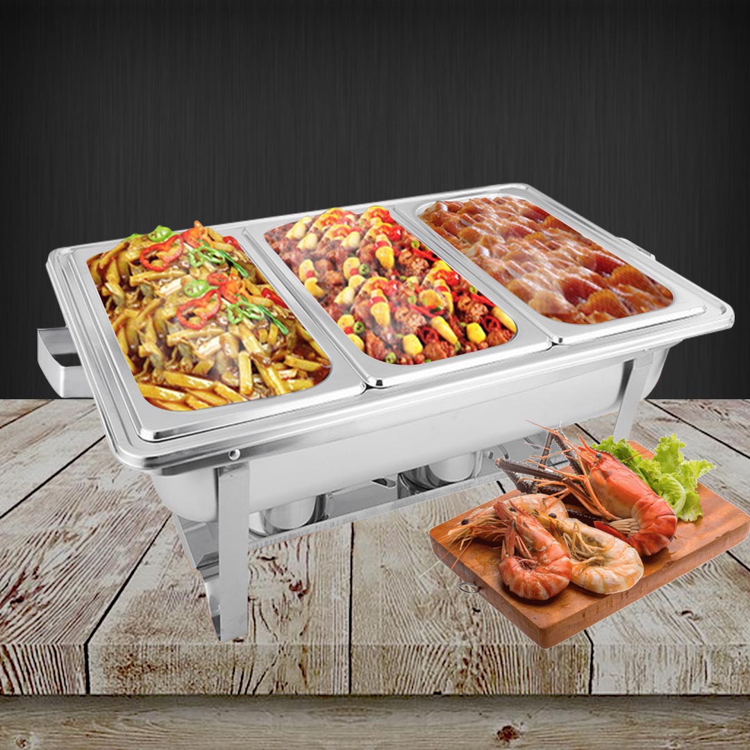 Premium 3L Triple Tray Stainless Steel Chafing Food Warmer Catering Dish - image5