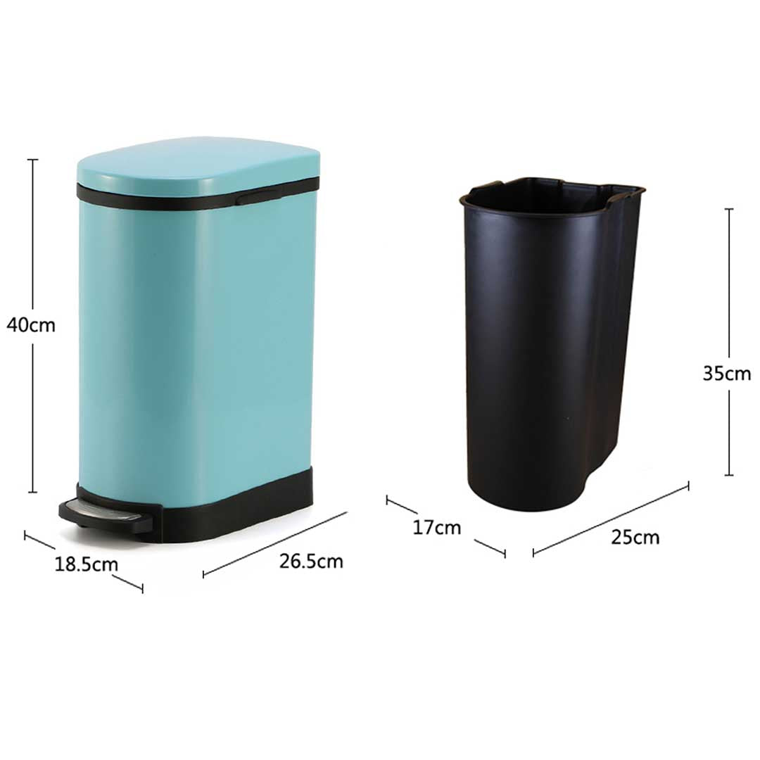 Premium 2X Foot Pedal Stainless Steel Rubbish Recycling Garbage Waste Trash Bin U Blue 10L - image4