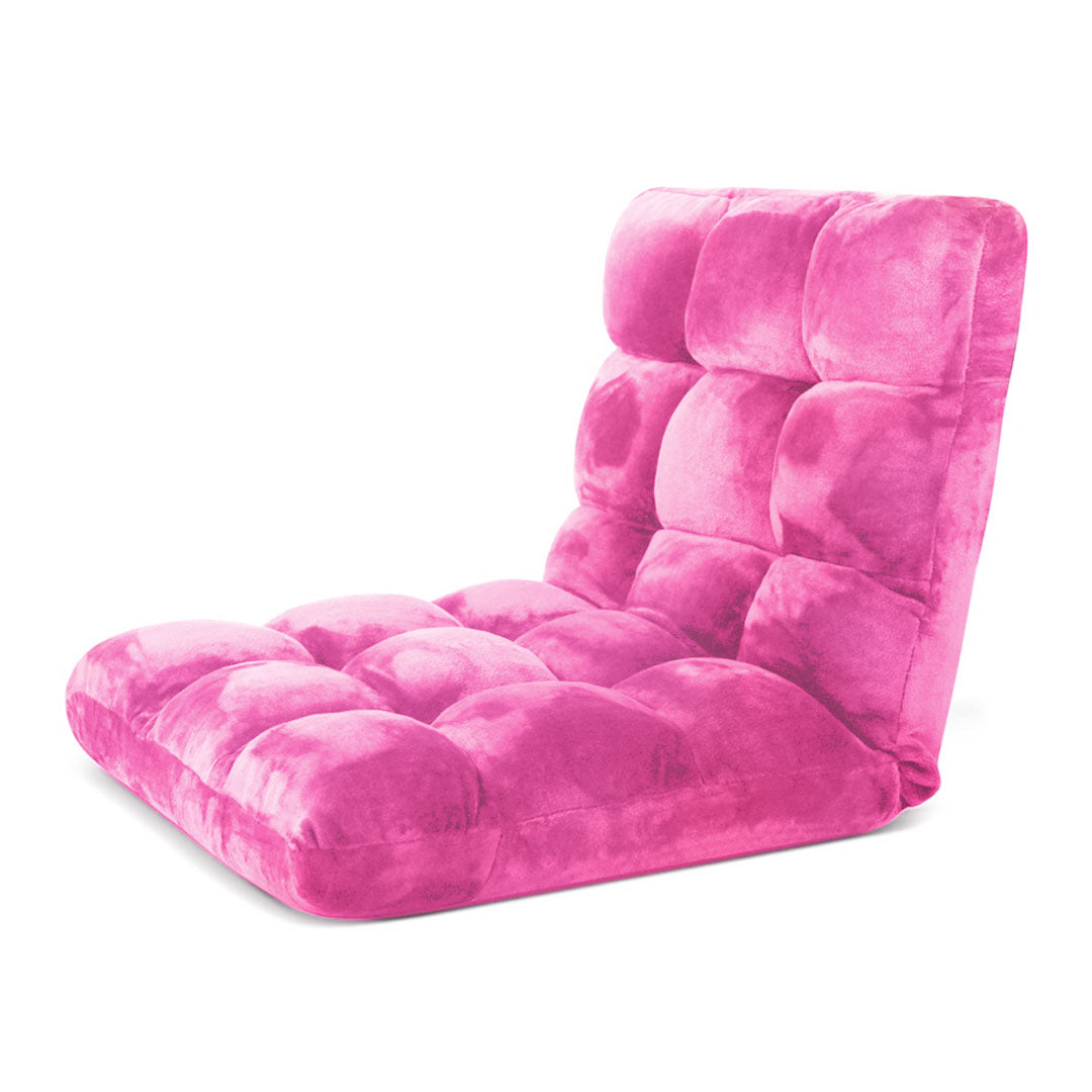 Premium Floor 2x Recliner Folding Lounge Sofa Futon Couch Folding Chair Cushion Light Pink - image4