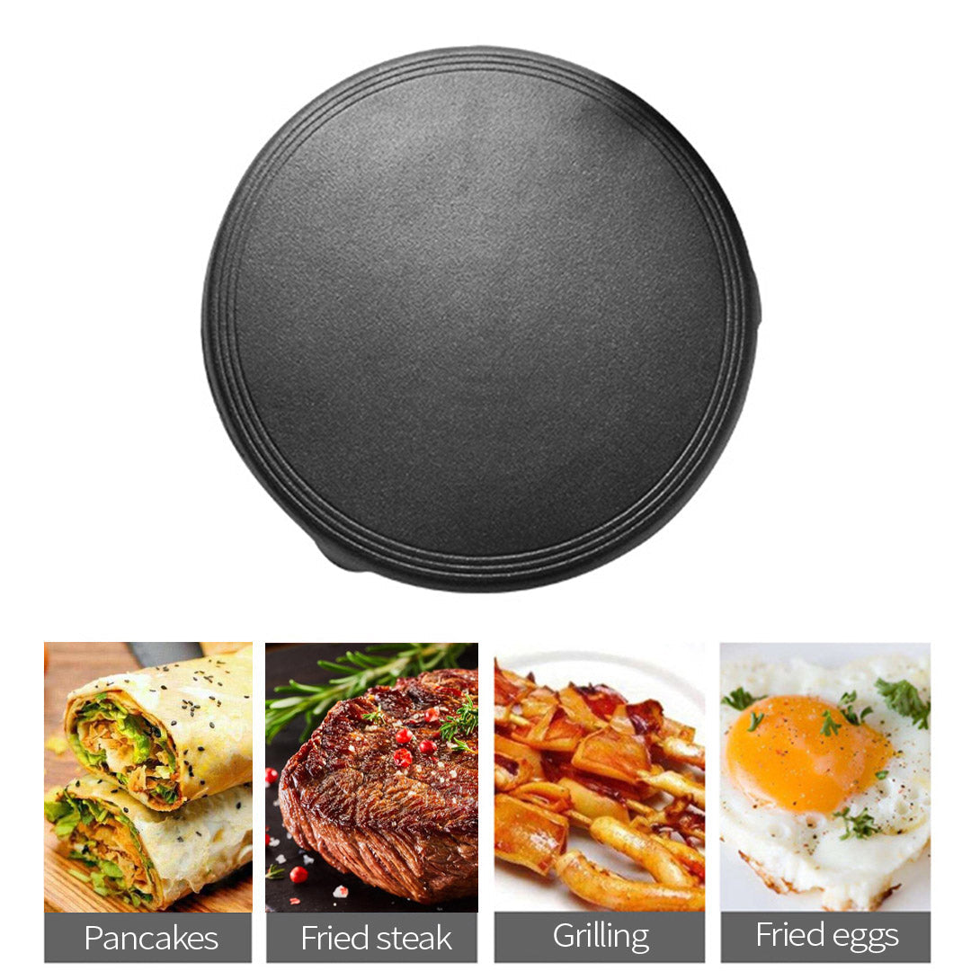 Premium 2X 33CM Reversible Round Cast Iron Crepes Pan Baking Cookie Pancake Pizza Bakeware - image4