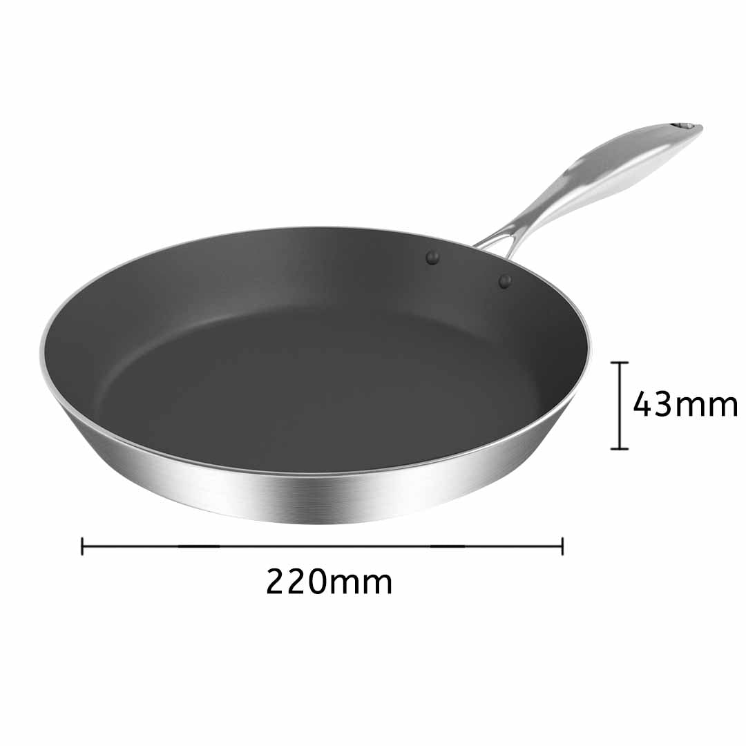 Premium Stainless Steel Fry Pan 22cm Frying Pan Induction FryPan Non Stick Interior - image6