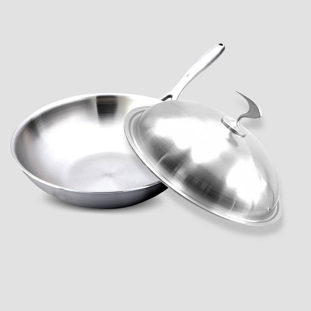 Premium 18/10 Stainless Steel Fry Pan 32cm Frying Pan Top Grade Cooking Skillet with Lid - image4