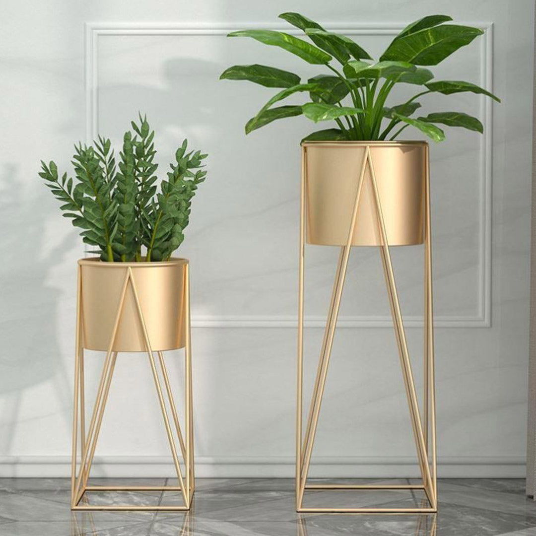 Premium 2X 50cm Gold Metal Plant Stand with Gold Flower Pot Holder Corner Shelving Rack Indoor Display - image4