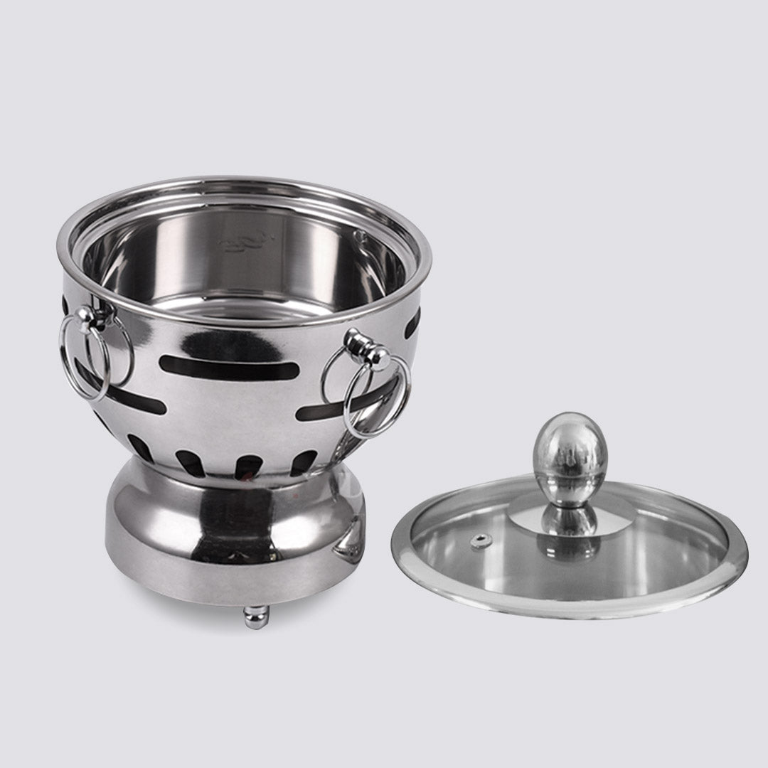 Premium 2X Stainless Steel Mini Asian Buffet Hot Pot Single Person Shabu Alcohol Stove Burner with Glass Lid - image4