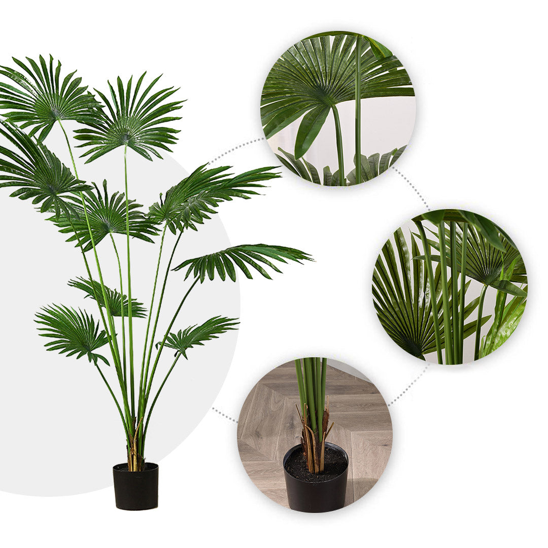 Premium 2X 180cm Artificial Natural Green Fan Palm Tree Fake Tropical Indoor Plant Home Office Decor - image4