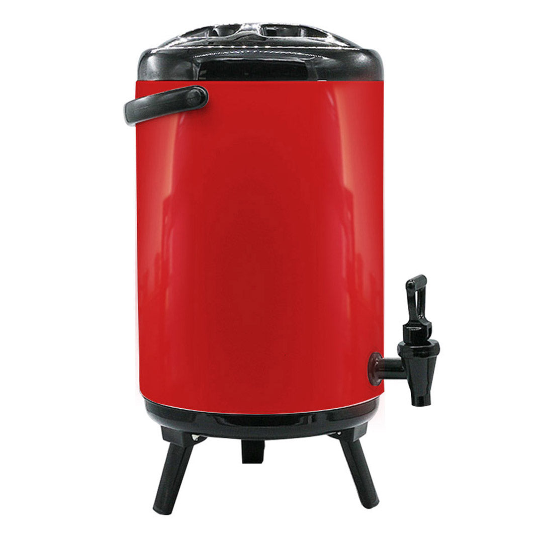 Premium 8X 8L Stainless Steel Insulated Milk Tea Barrel Hot and Cold Beverage Dispenser Container with Faucet Red - image4