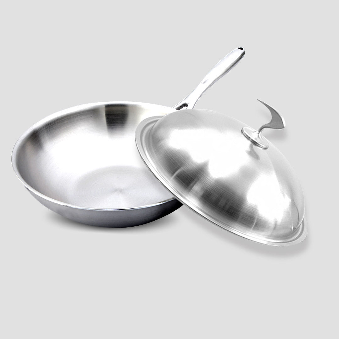 Premium 2X 18/10 Stainless Steel Fry Pan 32cm Frying Pan Top Grade Cooking Skillet with Lid - image4