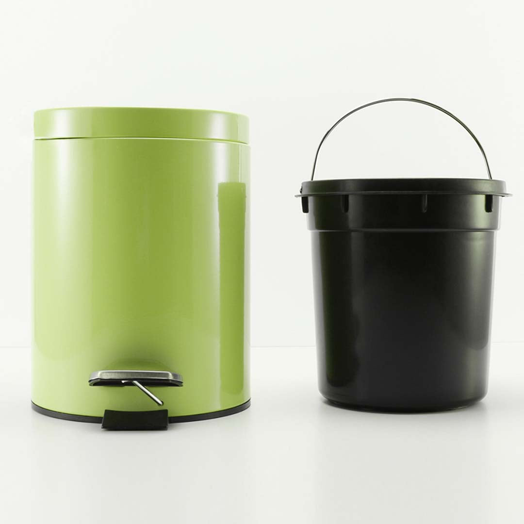 Premium Foot Pedal Stainless Steel Rubbish Recycling Garbage Waste Trash Bin Round 12L Green - image4