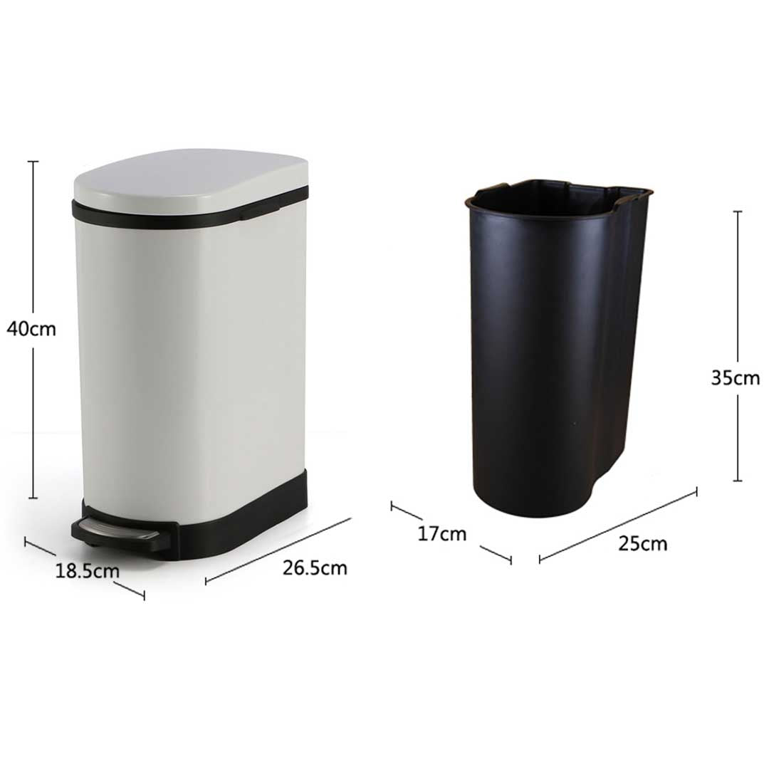 Premium 2X Foot Pedal Stainless Steel Rubbish Recycling Garbage Waste Trash Bin U White 10L - image4