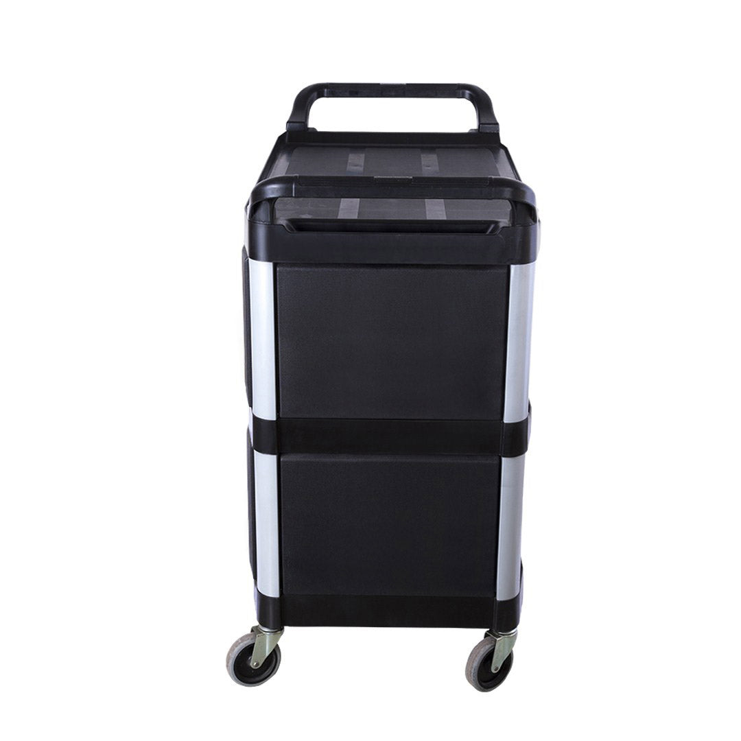 Premium 2X 3 Tier Covered Food Trolley Food Waste Cart Storage Mechanic Kitchen with Bins - image4