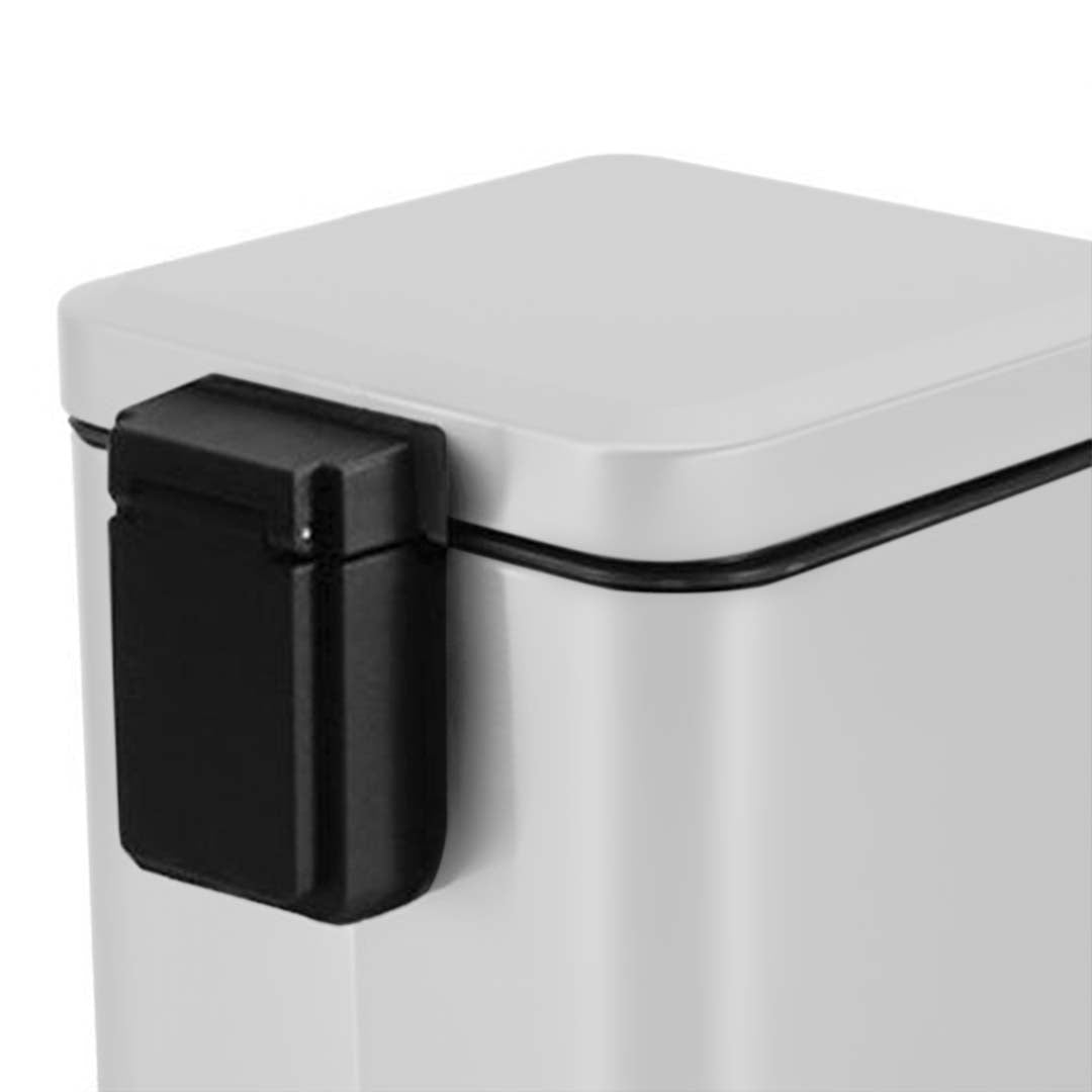 Premium Foot Pedal Stainless Steel Rubbish Recycling Garbage Waste Trash Bin Square 12L White - image4