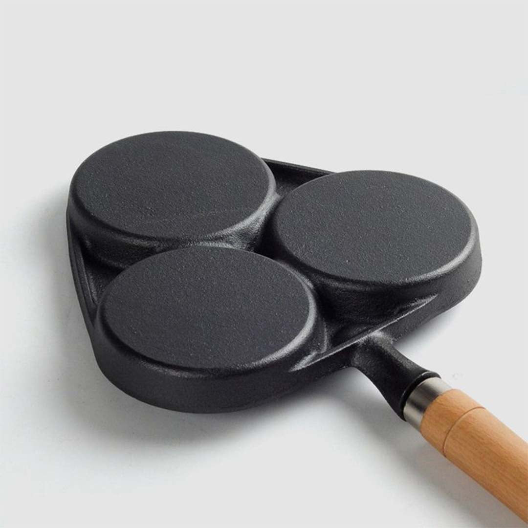 Premium 2X 3 Mold Cast Iron Breakfast Fried Egg Pancake Omelette Fry Pan - image4