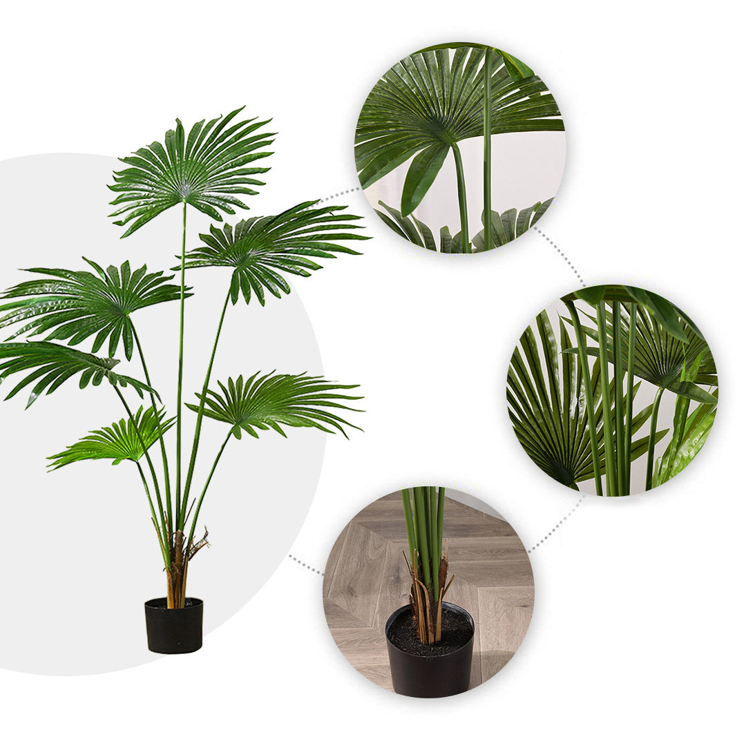 Premium 2X 120cm Artificial Natural Green Fan Palm Tree Fake Tropical Indoor Plant Home Office Decor - image4