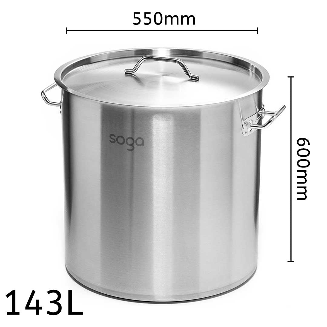 Premium Stock Pot 143L Top Grade Thick Stainless Steel Stockpot 18/10 - image5