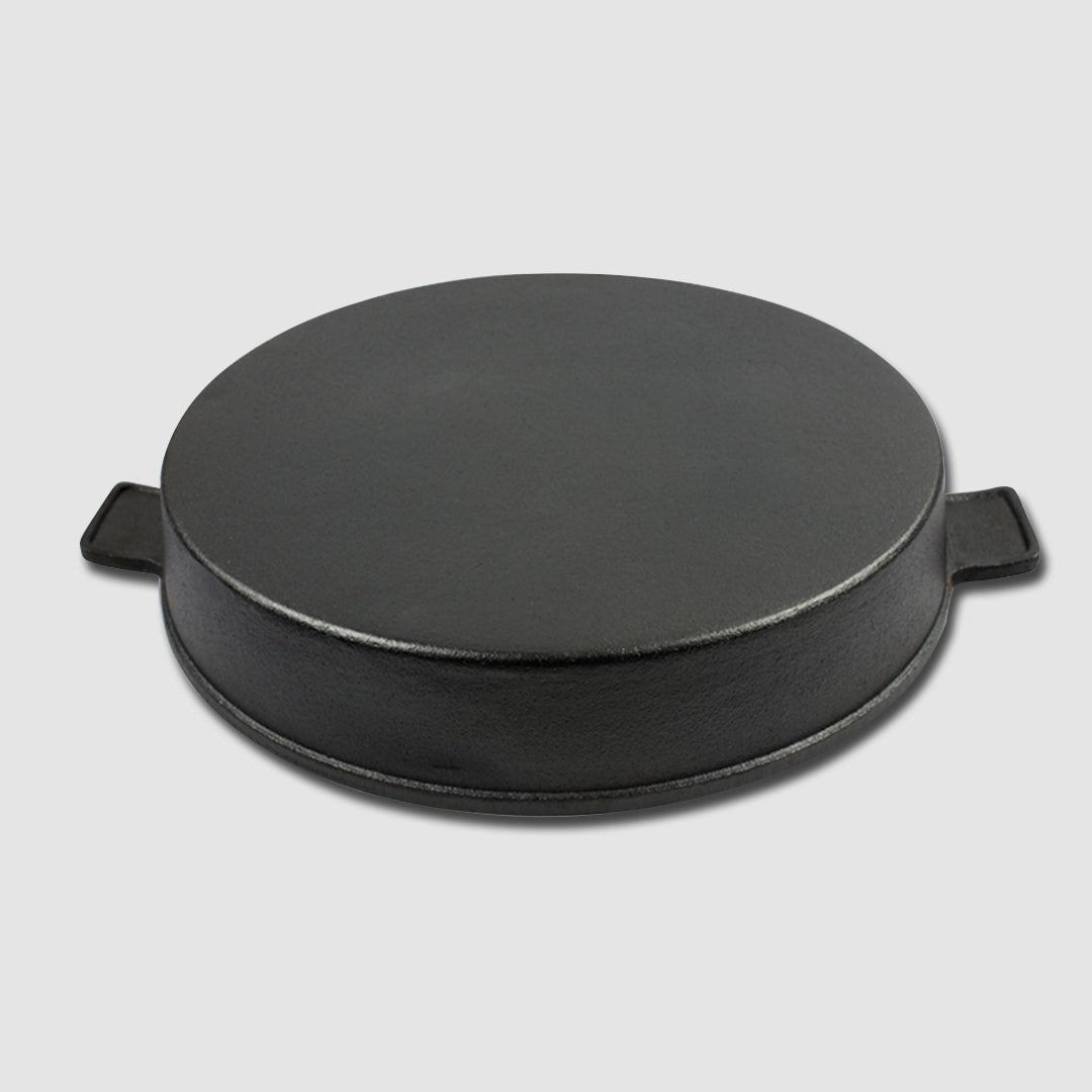 Premium 2X 25cm Round Ribbed Cast Iron Frying Pan Skillet Steak Sizzle Platter with Handle - image4