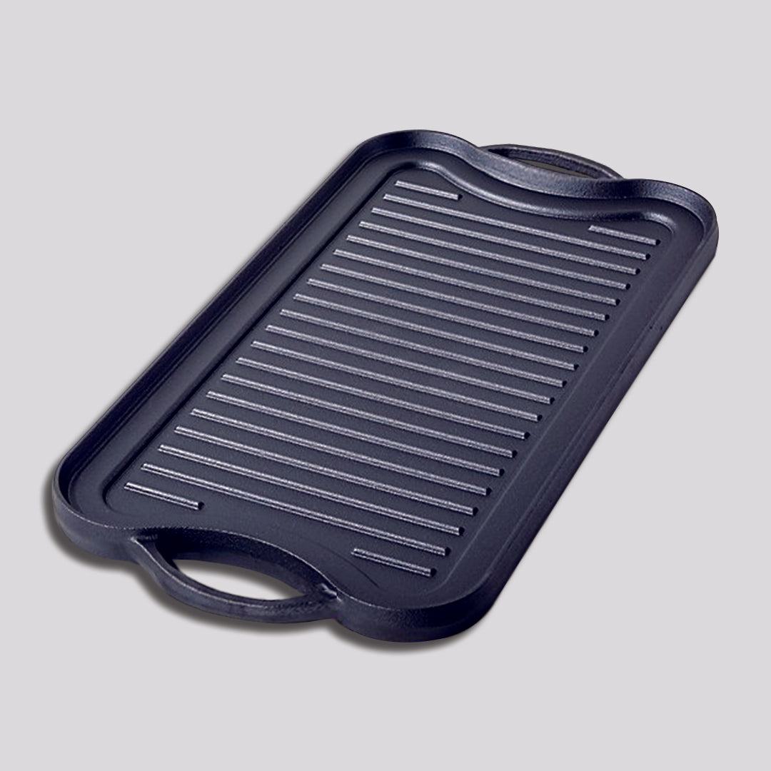 Premium 50.8cm Cast Iron Ridged Griddle Hot Plate Grill Pan BBQ Stovetop - image4