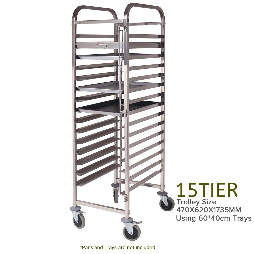 Premium Gastronorm Trolley 15 Tier Stainless Steel Cake Bakery Trolley Suits 60*40cm Tray - image4