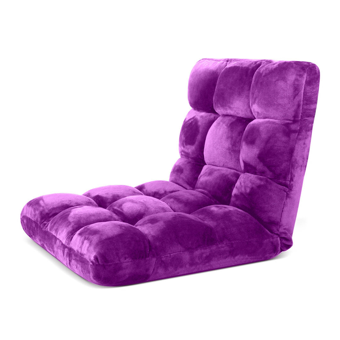 Premium Floor Recliner Folding Lounge Sofa Futon Couch Folding Chair Cushion Purple x4 - image4