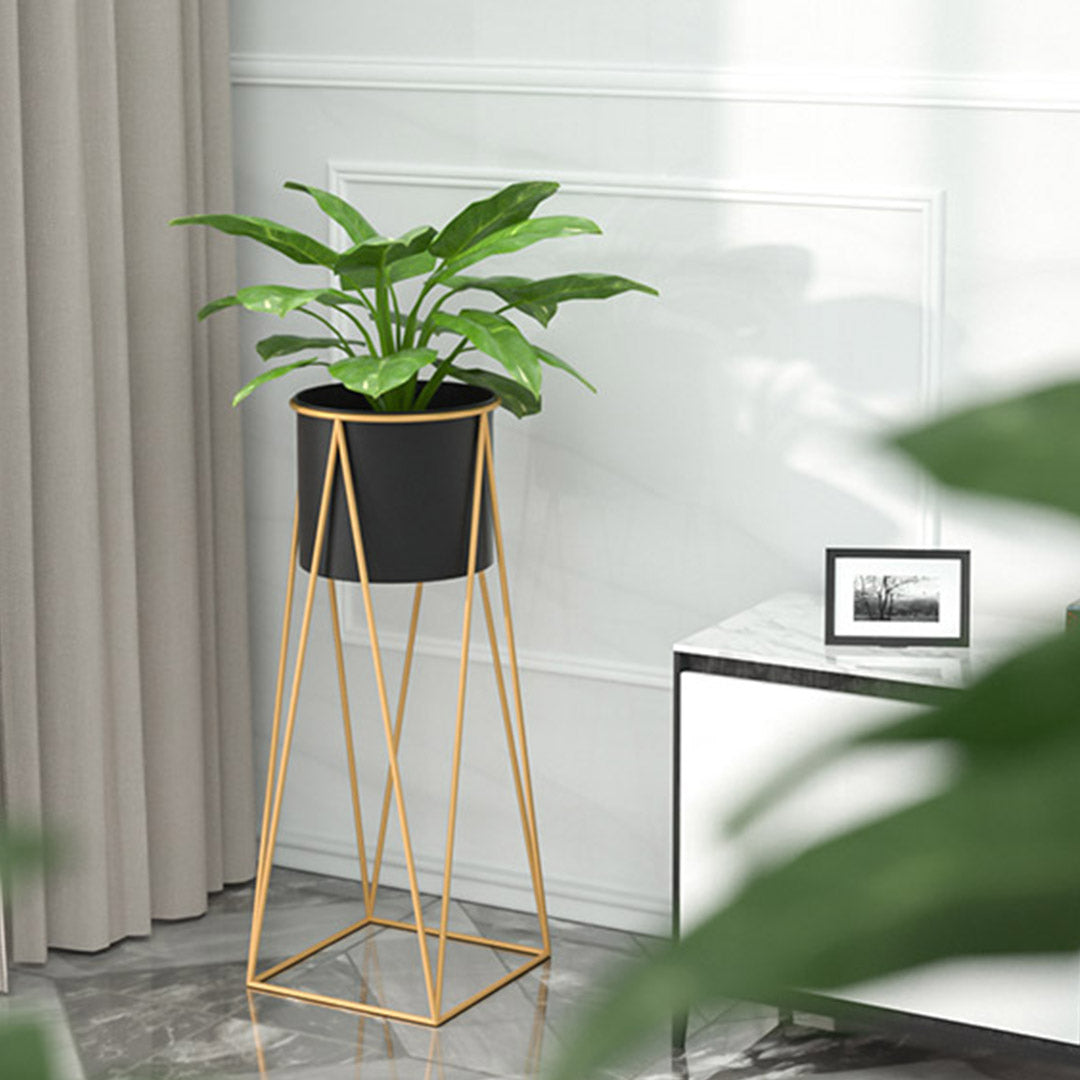 Premium 4X 50cm Gold Metal Plant Stand with Black Flower Pot Holder Corner Shelving Rack Indoor Display - image4