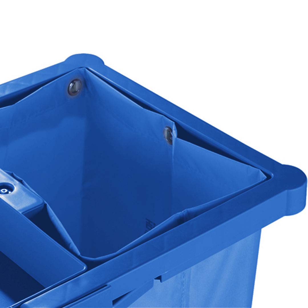 Premium 2X 3 Tier Multifunction Janitor Cleaning Waste Cart Trolley and Waterproof Bag Blue - image4