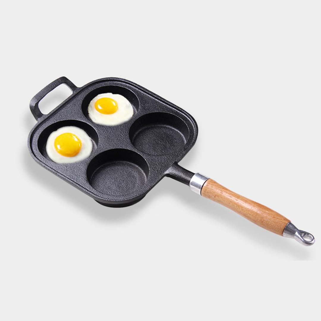 Premium 2X 4 Mold Cast Iron Breakfast Fried Egg Pancake Omelette Fry Pan - image4