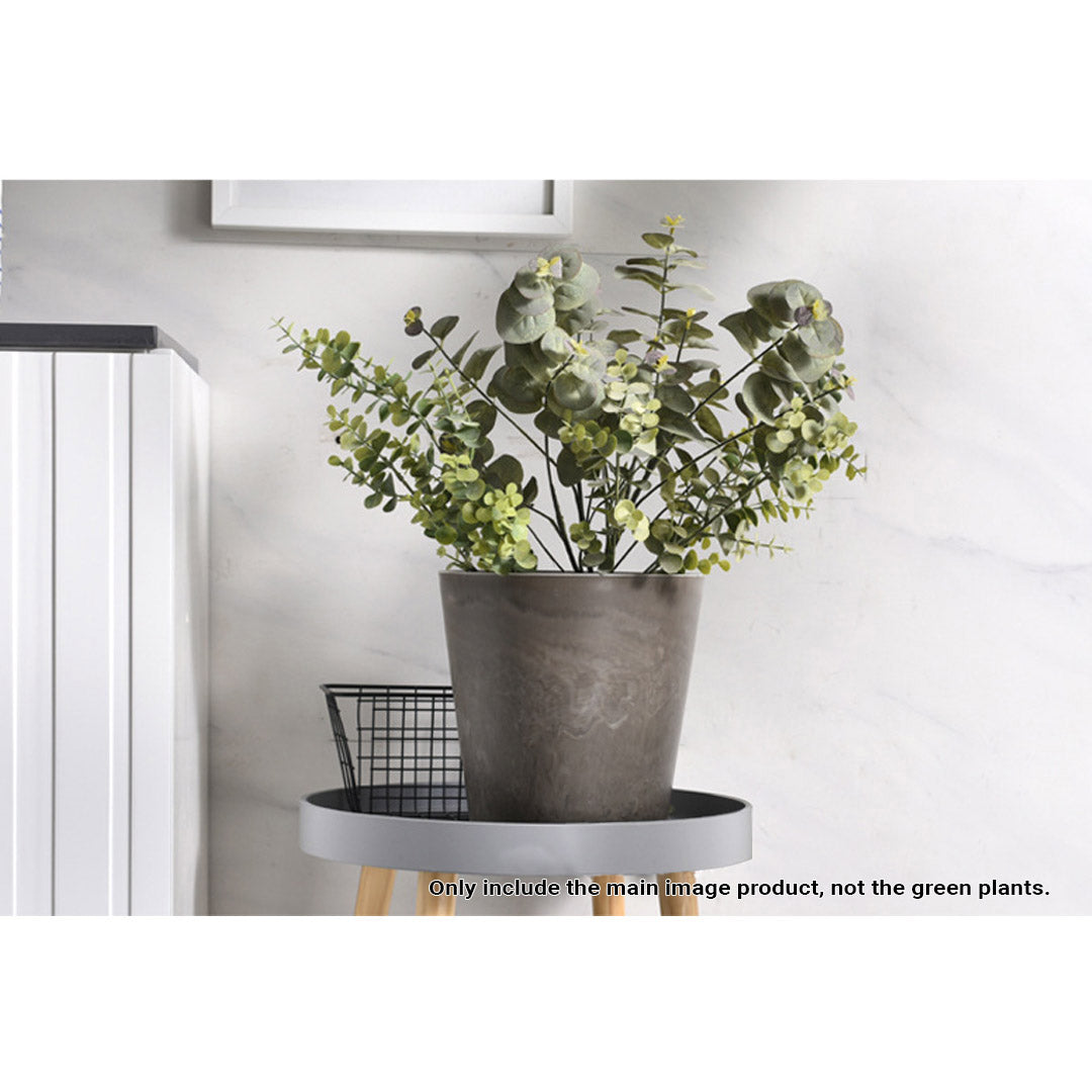 Premium 2X 32cm Rock Grey Round Resin Plant Flower Pot in Cement Pattern Planter Cachepot for Indoor Home Office - image4